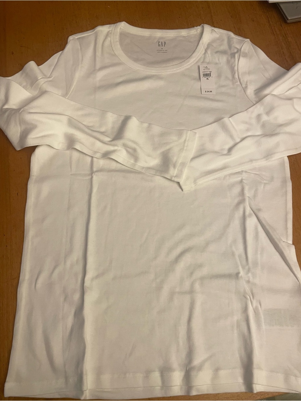 GAP White Long Sleeve Crewneck Tee